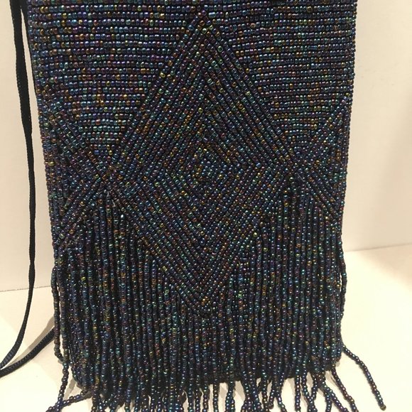 BLUE BEADED PHONE BAG - Picture 4 of 14